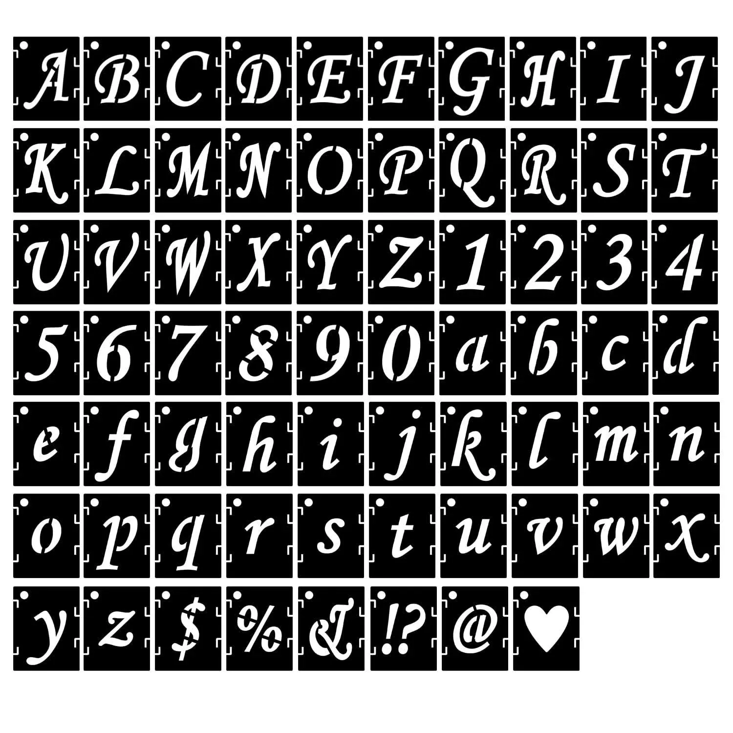 Eage Alphabet Letter Stencils 4 inch, 68 Pcs Reusable Plastic Letter Number Symbol Stencil, Interlocking Template Kit for Painting on Wood, Wall, Fabric, Rock, Chalkboard, Signage