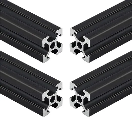 4pcs 200mm T Slot 2020 Aluminum Extrusion European Standard Anodized Linear Rail for 3D Printer Parts and CNC DIY Black(7.874inch)