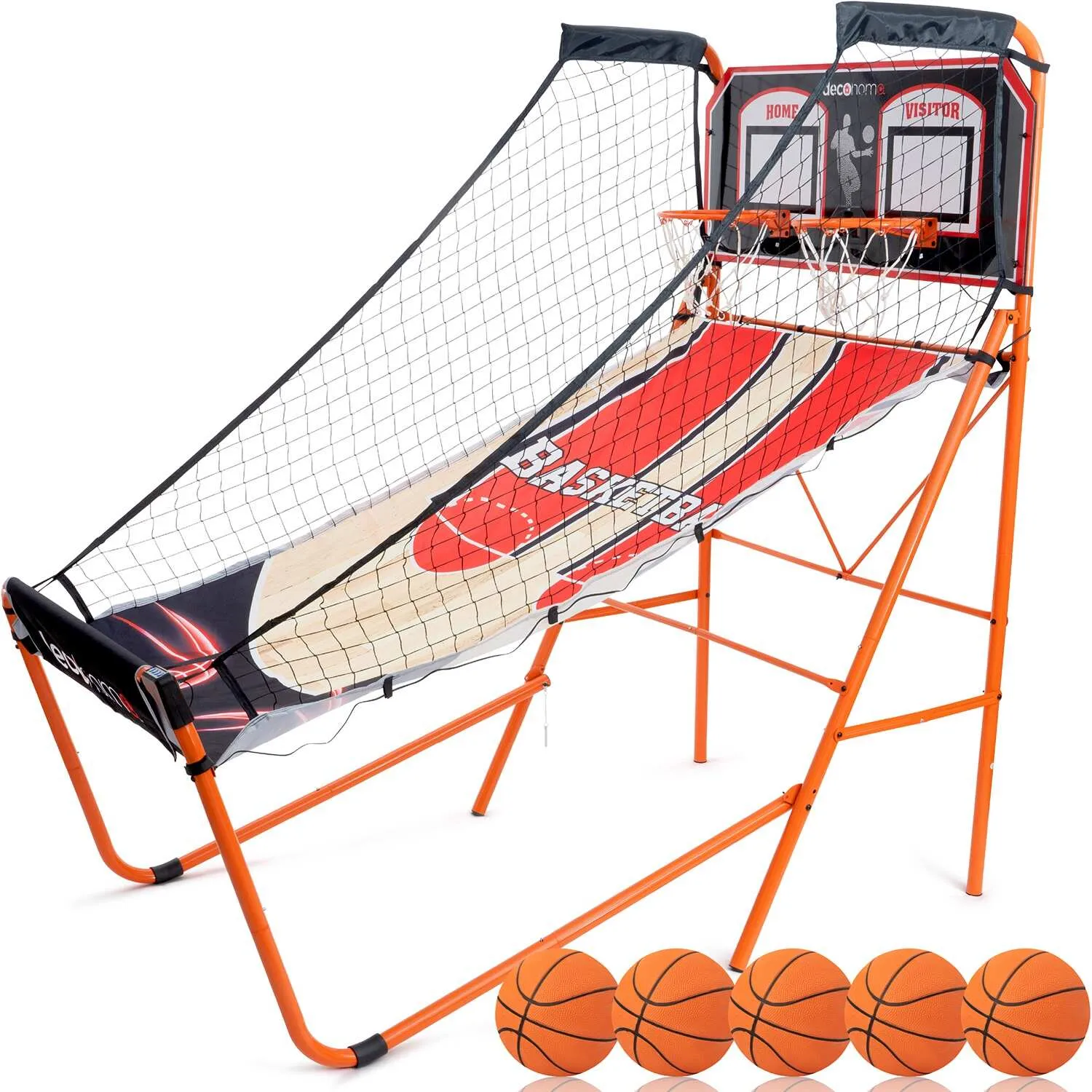 Deco Gear Arcade Basketball Game, Indoor 1-4 Player, LED Scoreboard, 8 Game Modes, 5 Balls