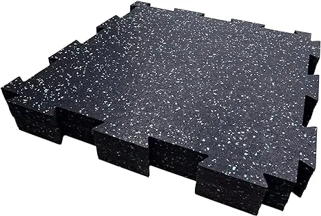 Rubber King 19" x 19" x 6mm Thick, Fitness Rubber Tiles; 23.5 SF, Blue and Grey, 10 Pieces