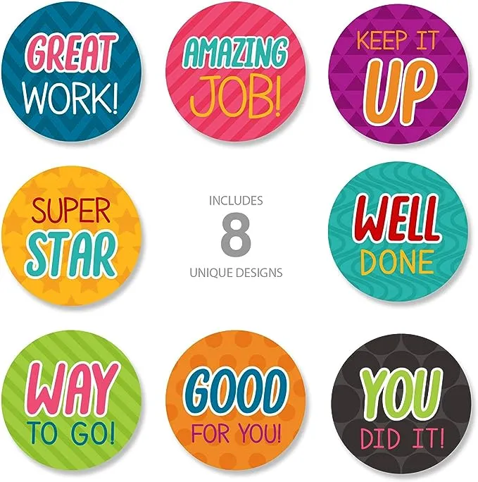 Kindness and Good Vibes Sticker Assortment / 6 Alternating Motivational Sayings / 500 Encouraging Colorful 1.5" Labels