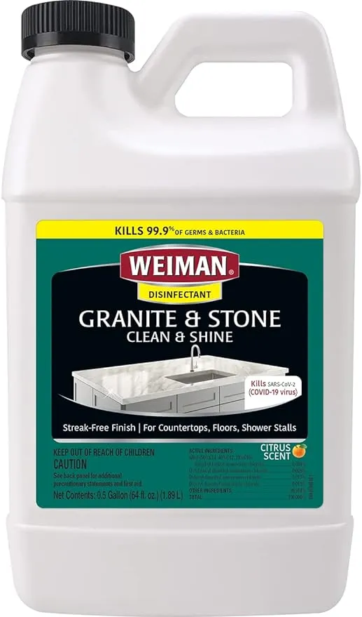 Weiman Disinfecting Granite Daily Clean & Shine Refill, 64 oz - Safely Clean Disinfect and Shine Granite Marble Soapstone Quartz Quartzite Slate