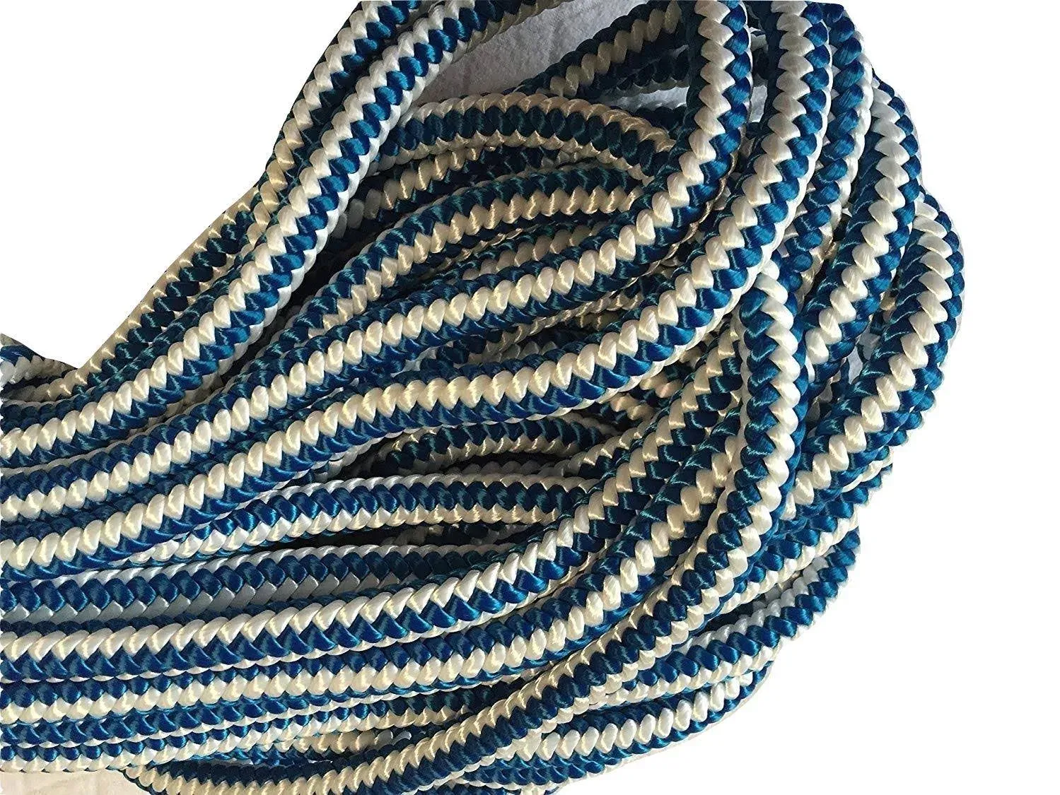 1/2 Inch by 200 Feet 12 Strand Polyester Arborist Climbing Rope, Blue/White, Made in The USA