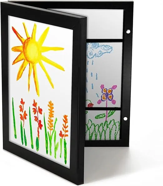 Americanflat Front Loading Kids Art Frame in Black - 8.5x11 Picture Frame and Art ...