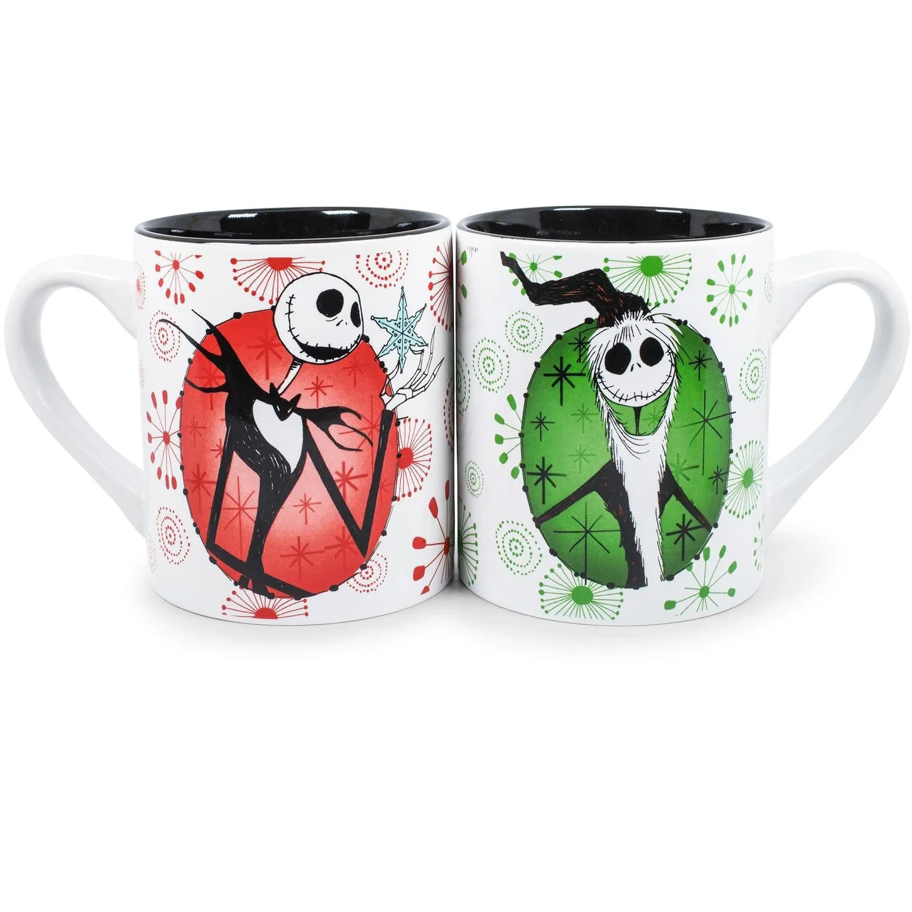 Silver Buffalo Nightmare Before Christmas Jack Holiday Themed Ceramic Mugs, 14-Ounce, Set of 2