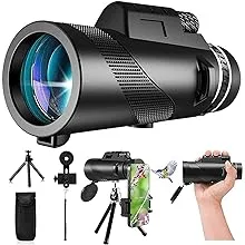 PhysioPhyx 80x100 Monocular-Telescope High Powered for Smartphone Monoculars for Adults High Definition for Stargazing Hunting Wildlife Bird Watching Travel Camping Hiking