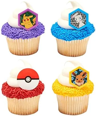 Decopac 24 Pokemon Pikachu Pokeball Cupcake Rings Toppers