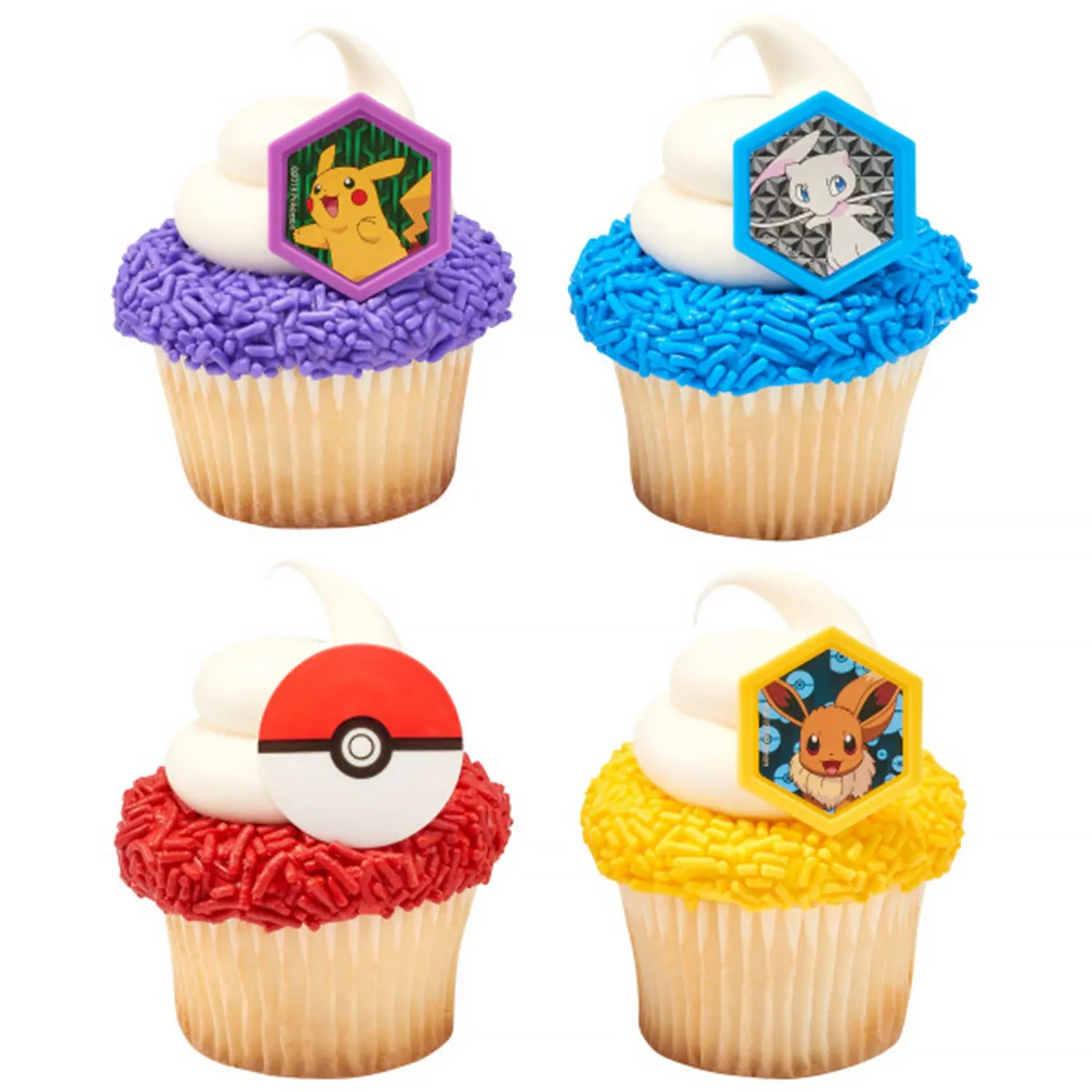 Decopac 24 Pokemon Pikachu Pokeball Cupcake Rings Toppers