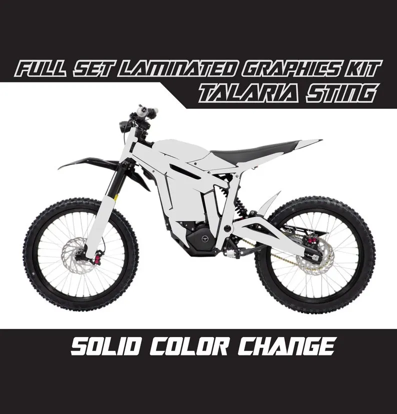 TALARIA STING White Solid Full Color Change Graphics Kit Gloss or Matte Laminated Bubble Free Thick