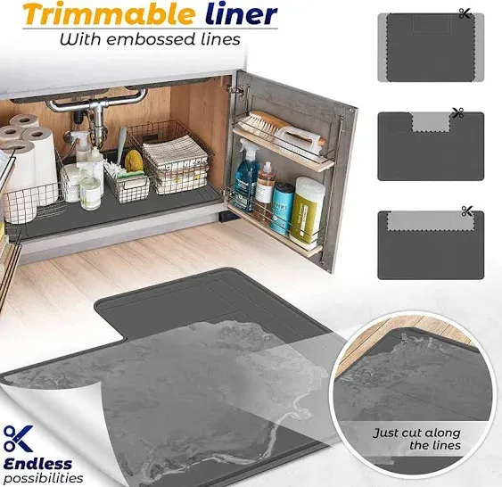 - The Original Under Sink Mat - Silicone Waterproof Mat, Adjustable,