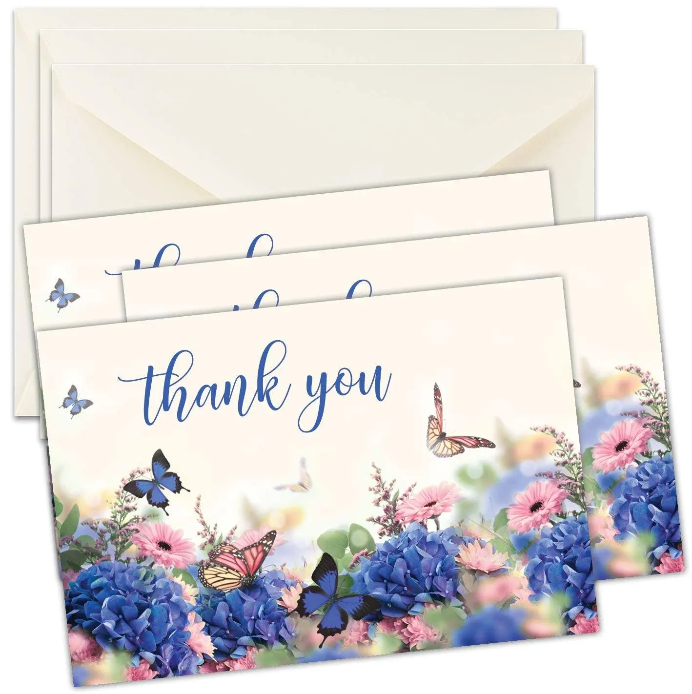 Floral Funeral Sympathy Bereavement Thank You Cards With 25, Floral Butterfly