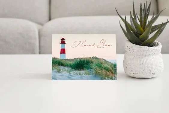 MPC Brands Funeral Thank You Cards - Sympathy Bereavement Thank You Cards With Envelopes - Message Inside (Lighthouse, 25)