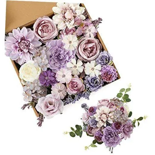 Artificial Flowers Silk Purple Flowers Wedding Cake Flowers for DIY Bridal ...