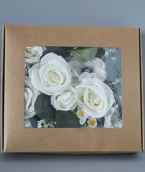 Artificial Flowers Combo Cake Flowers Decorations Fake Peony Silk Roses Gift Box ...