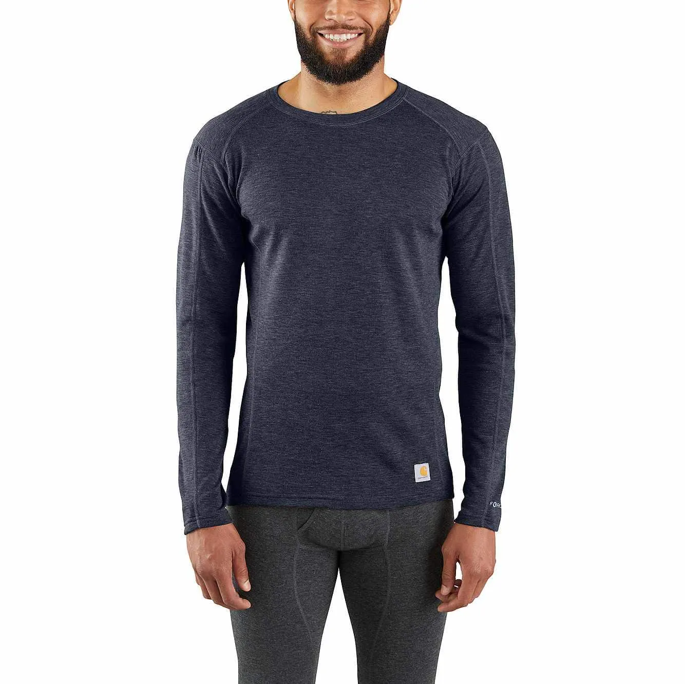 Carhartt Men's Base Force Midweight Poly-Wool Crew (No Pocket) | Navy Heather | 4XL