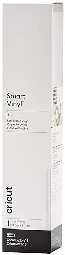 Cricut Smart Removable Vinyl (13in x 21ft, White) for Explore and Maker 3 - Matless cutting for long cuts up to 12ftCricut Smart Removable Vinyl (13in x 21ft, White) for Expl…