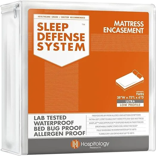 Hospitology Waterproof Bed Bug Proof Encasements Zippered Mattress Protector