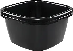 Gloreen 18 Quart Wash Basins, Large Plastic Square Dish Pan/Tub, 2 Packs, Black