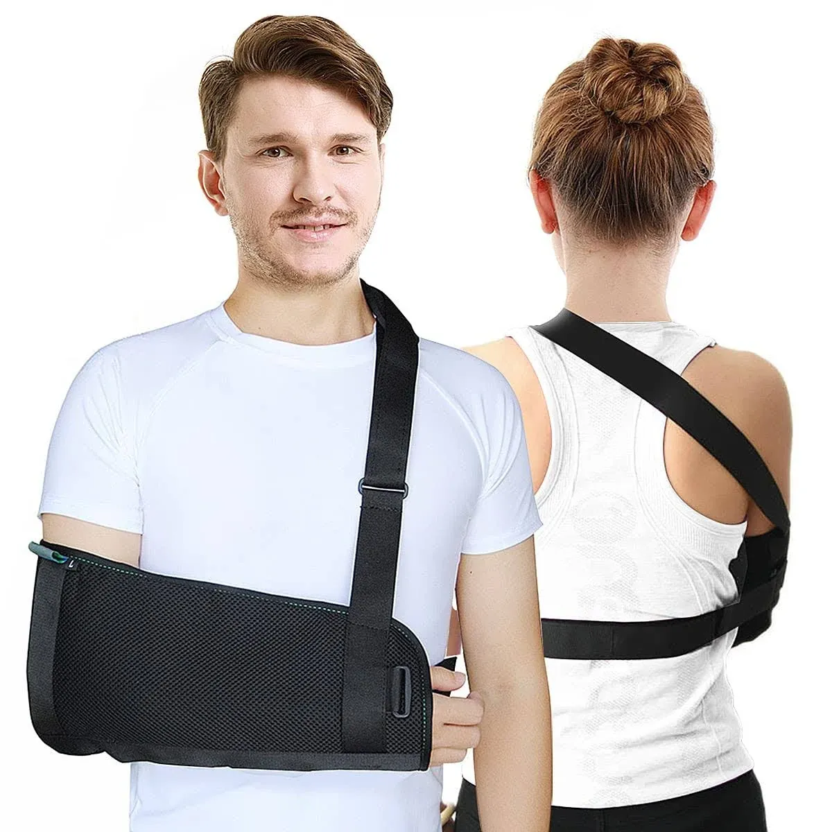 Arm Sling Shoulder immobilizer for Shoulder Injury with Back Belt Men & Women Shoulder Immobilizer Left and Right Arm Lightweight Rotator Cuff Arm Support for Elbow Wrist Injury -(Size L)