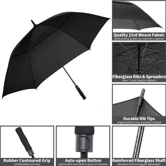 Automatic Open Umbrella Extra Large Oversize Double Canopy Vented  Waterproof