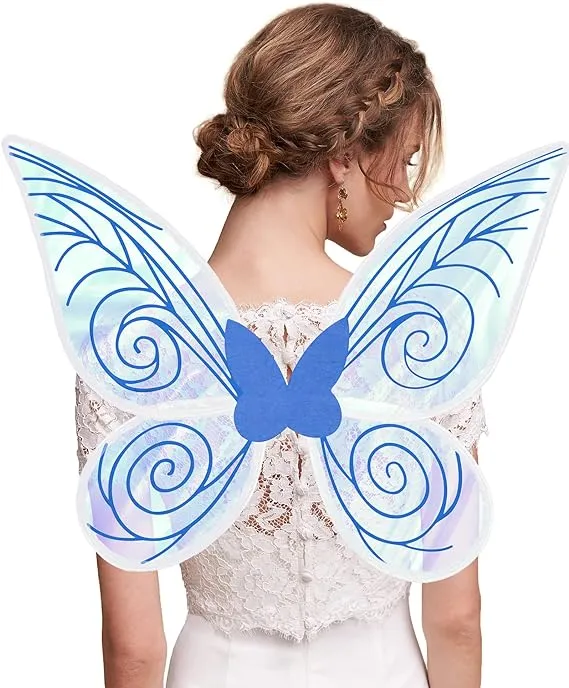 Fairy Wings for Women Adult Halloween Butterfly Costume for Girls Dress Up Cosplay Angel Wings White