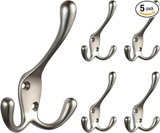 Franklin Brass B42306M-SN-C Hook with Three Prongs (5 Pack), 5-Pack, Satin Nickel