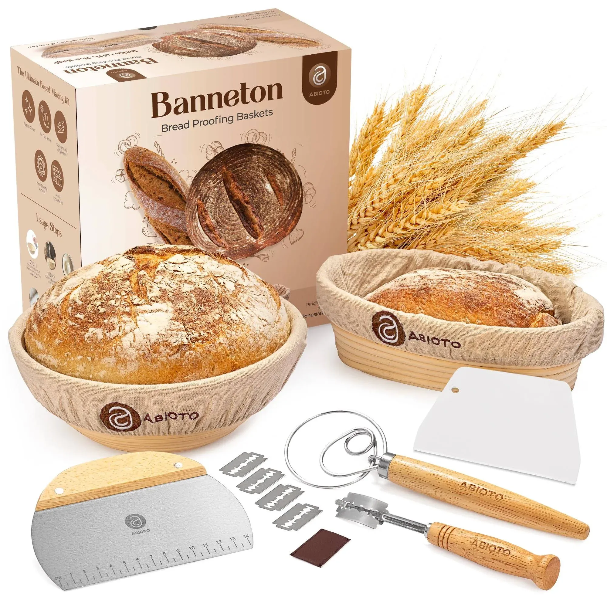 Sourdough Bread Proofing Baskets and Baking Supplies, A Complete Bread Making Kit ...