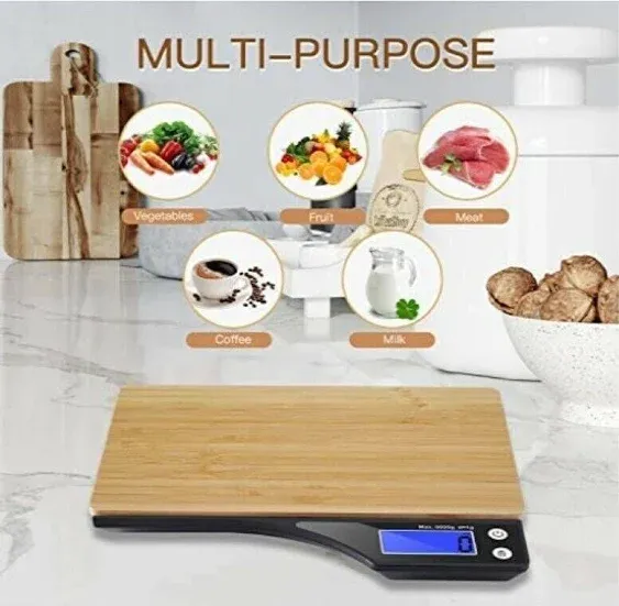 BAGAIL BASICS Digital Kitchen Scale, Premium Stainless Steel Food Scales Weight Grams and Oz for Baking and Cooking, 11lb/5kg with 0.1oz/1g Precision