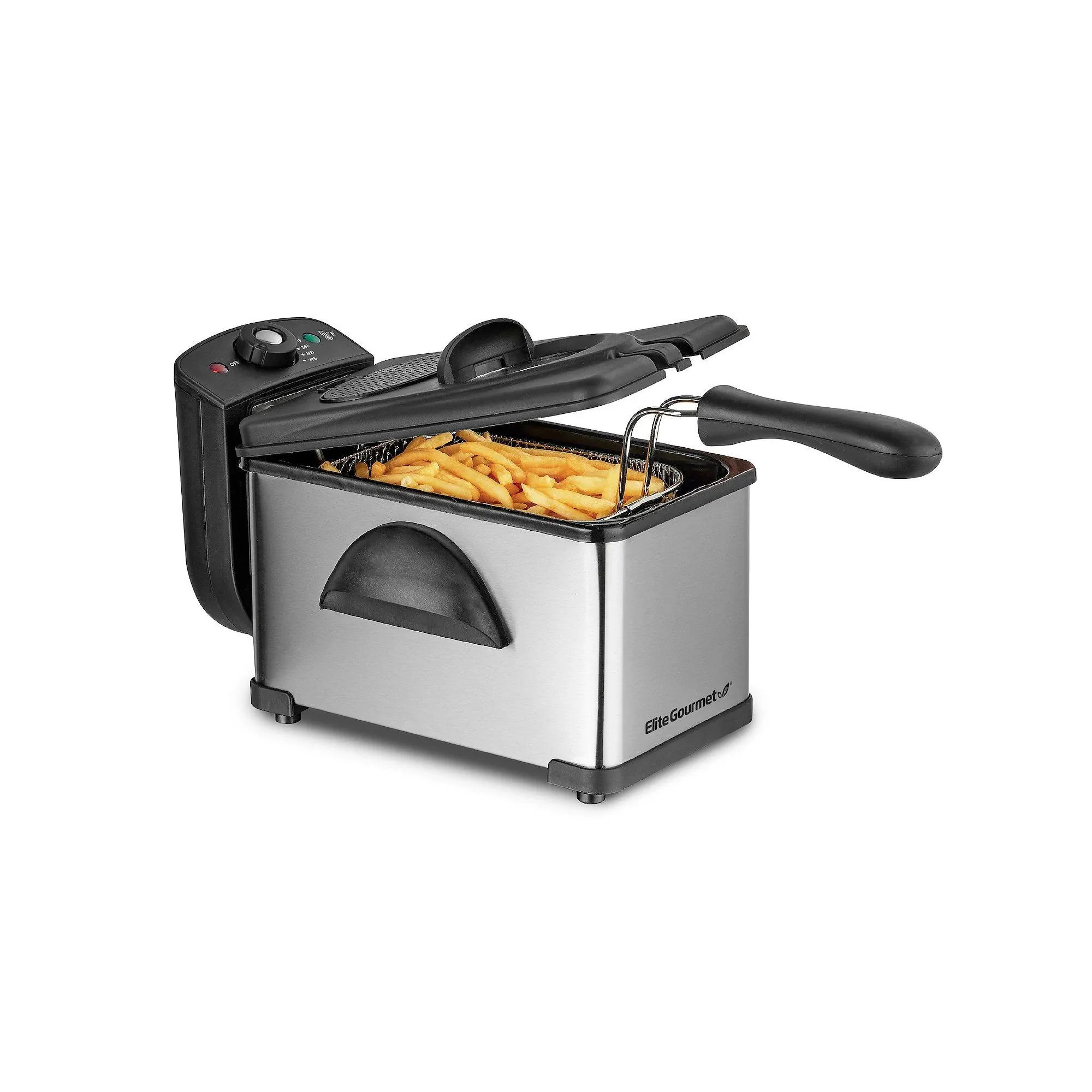 Elite Gourmet 2qt. Stainless Steel Deep Fryer with Lid (edf2100)