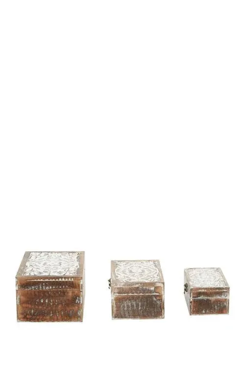 Grayson Lane 3-Pack Brown Wood Country Decorative Box Lowes.com