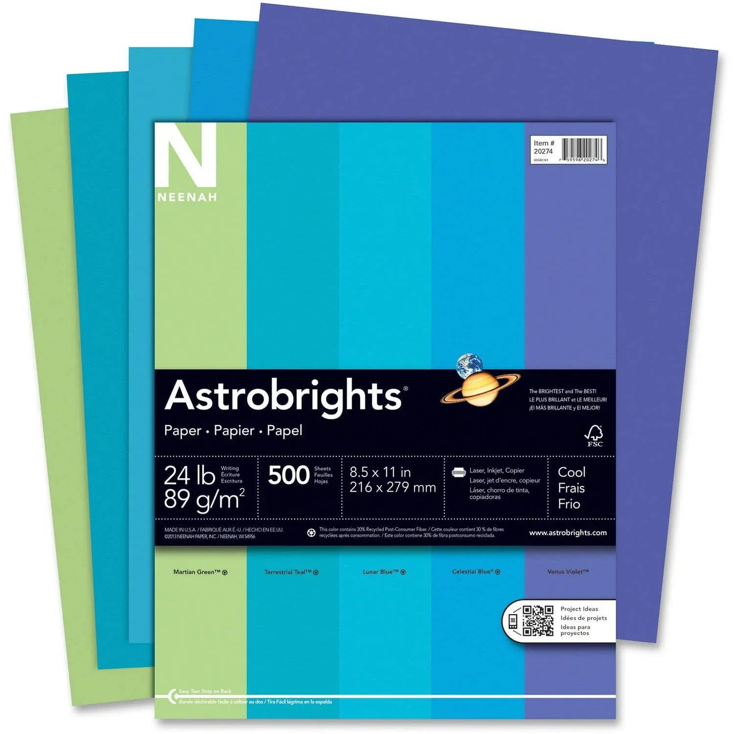 Astrobrights 20274 Color Paper - "Cool" 5-Color Assortment