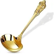 KEAWELL Gorgeous 1 oz. 18/10 Stainless Steel Gravy Ladle, Antique Small Ladle for Stirring, Mirror finished Soup Ladle Spoon and Dishwasher Safe (1, Gold)