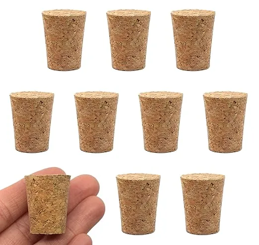 10PK Cork Stoppers, Size #9 - 18mm Bottom, 24mm Top, 29mm Length - Tapered Shape