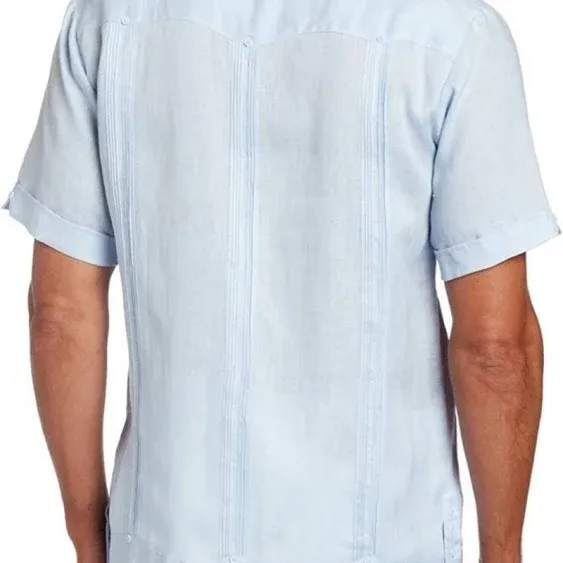 Cubavera Men's 100% Linen Short Sleeve Button-Down Guayabera Shirt with Four Pockets