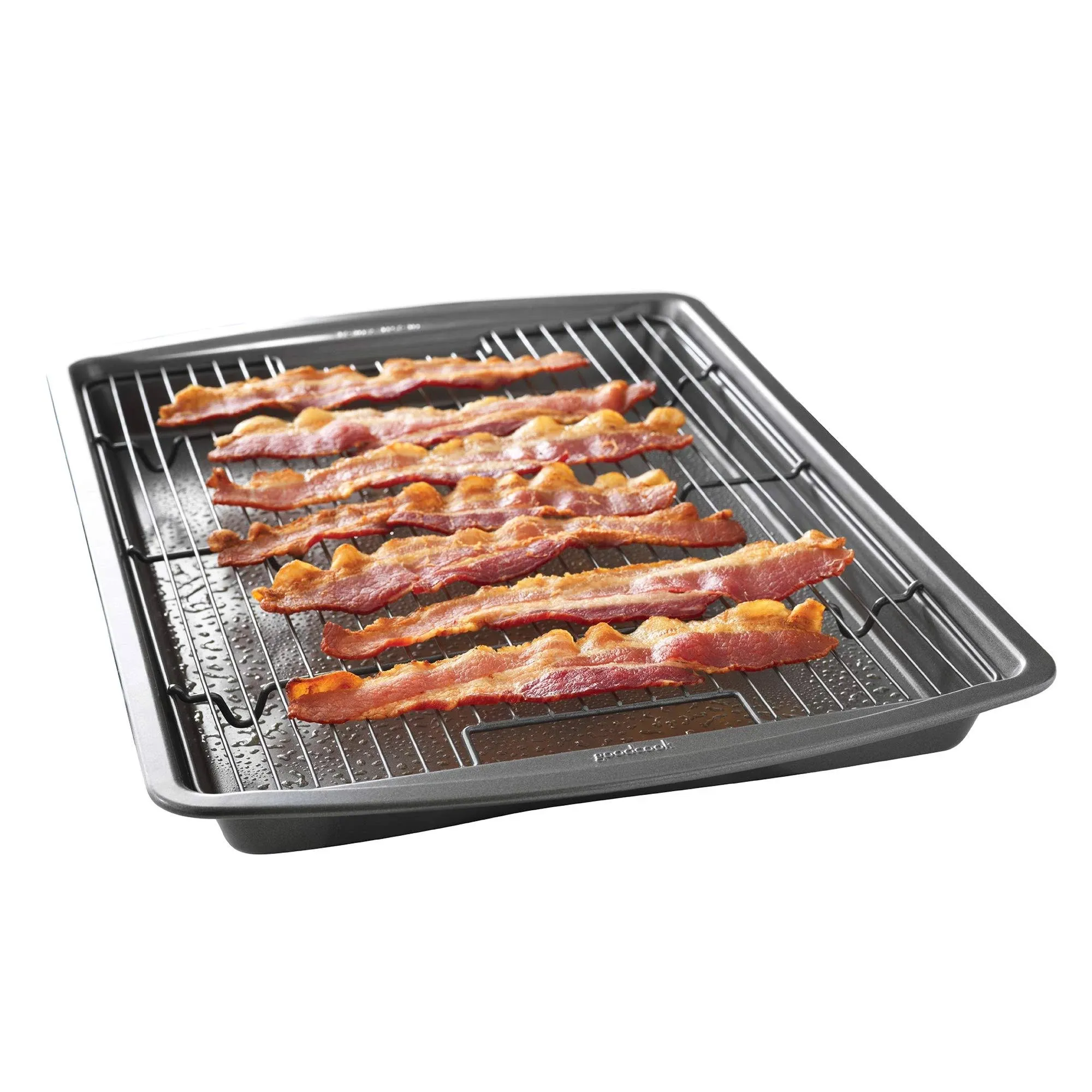 GoodCook Premium Nonstick Crispy Baking Bacon Pan Set, 15x10.5, Dark Gray 