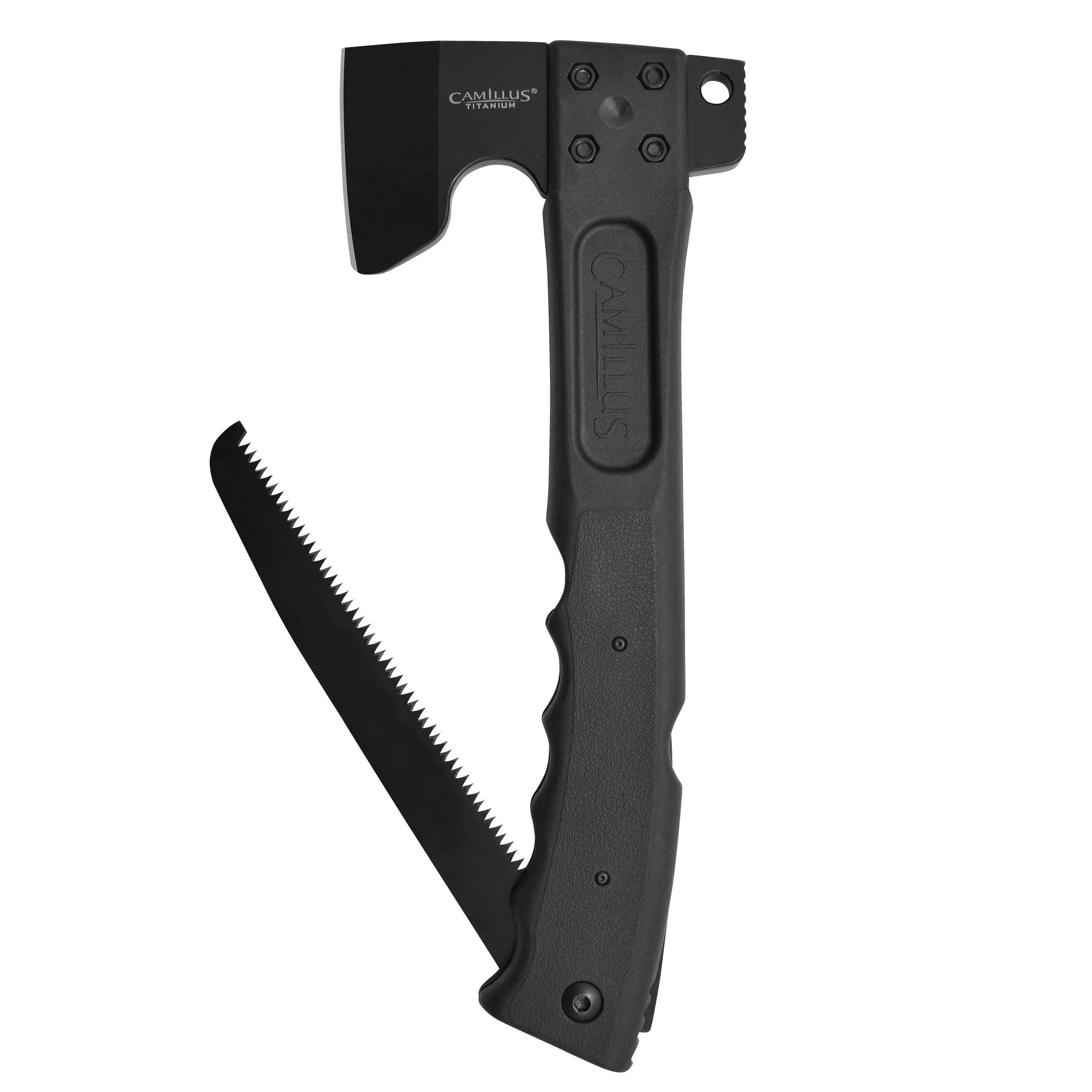 Camtrax 12 in. Glass Filled Nylon Handle 3-in-1 Hatchet, Folding Saw and Hammer with Molded Sheath