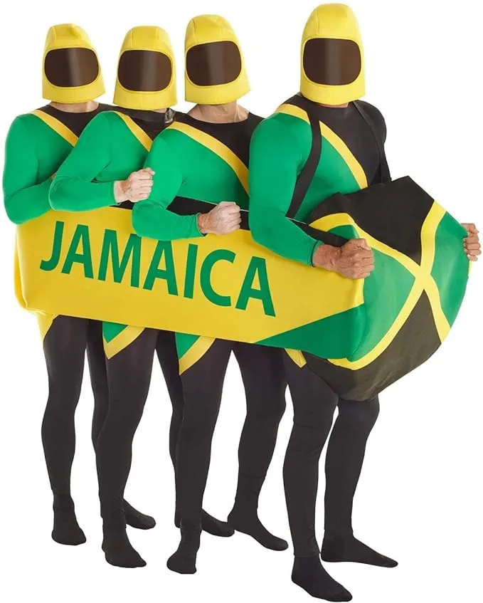 Morphsuits Men's Jamaican Bobsled Costume, Black/Green/Yellow, One Size