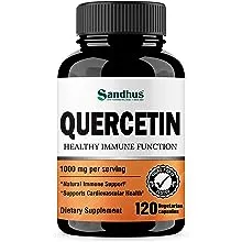 Sandhus Quercetin, Dietary Supplement for Respiratory Health, 1000mg per Serving, 120 Veg Capsules