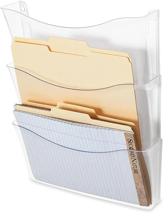 Rubbermaid Unbreakable 3 Pocket Wall File Set- Letter- Clear