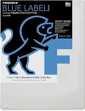 Fredrix Stretched Canvas: Ultrasmooth, 11 x 14 Inches, Blue