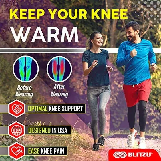 BLITZU 2 Pack Knee Brace, Compression Knee Sleeves for Men, Women, Running, Working out, Weight Lifting, Sports. Knee Braces Support for Knee Pain Meniscus Tear, ACL, Arthritis Pain Relief. Beige M