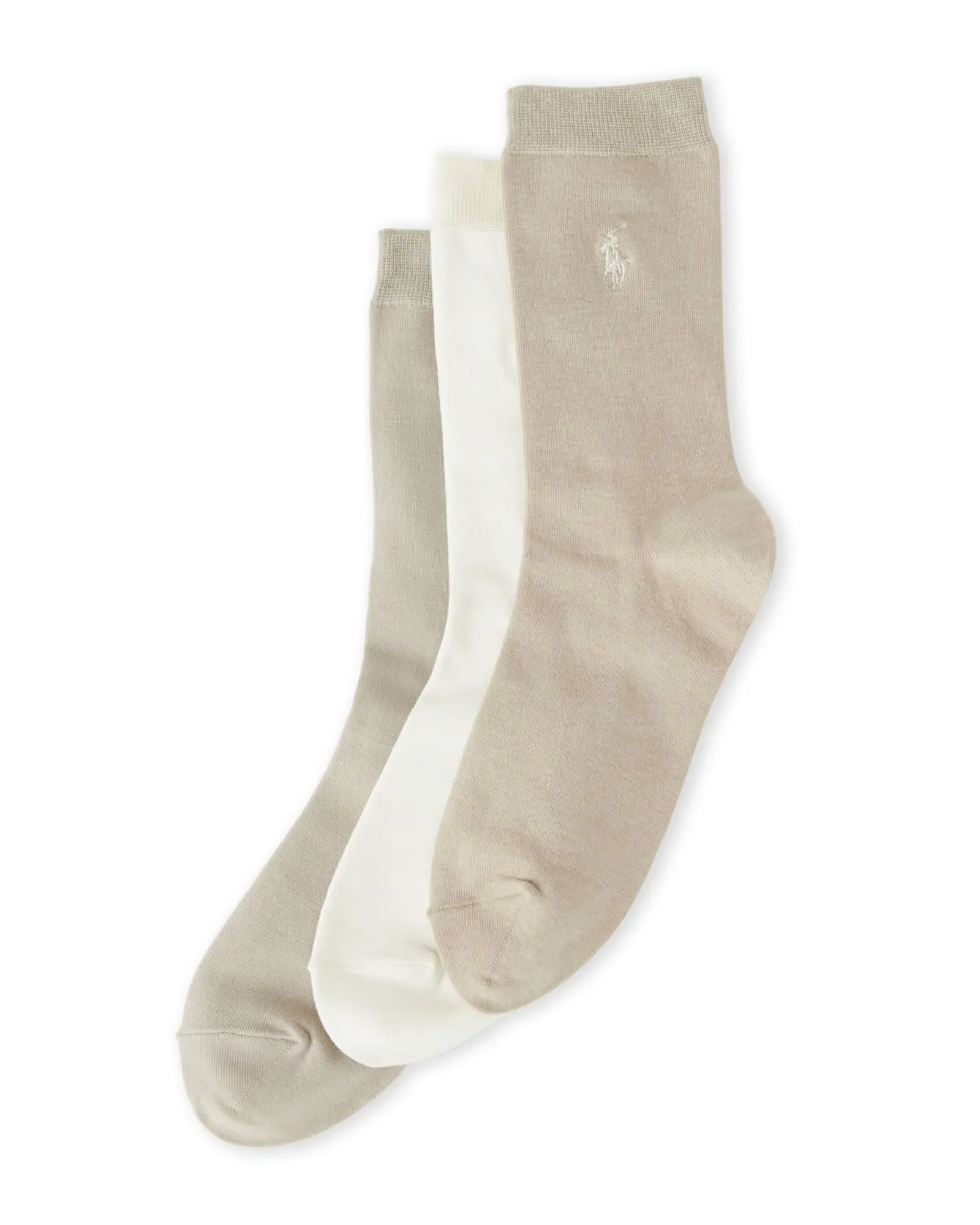 Polo Ralph Lauren Women's Flat Knit Trouser Socks 3 Pack - Oatmeal