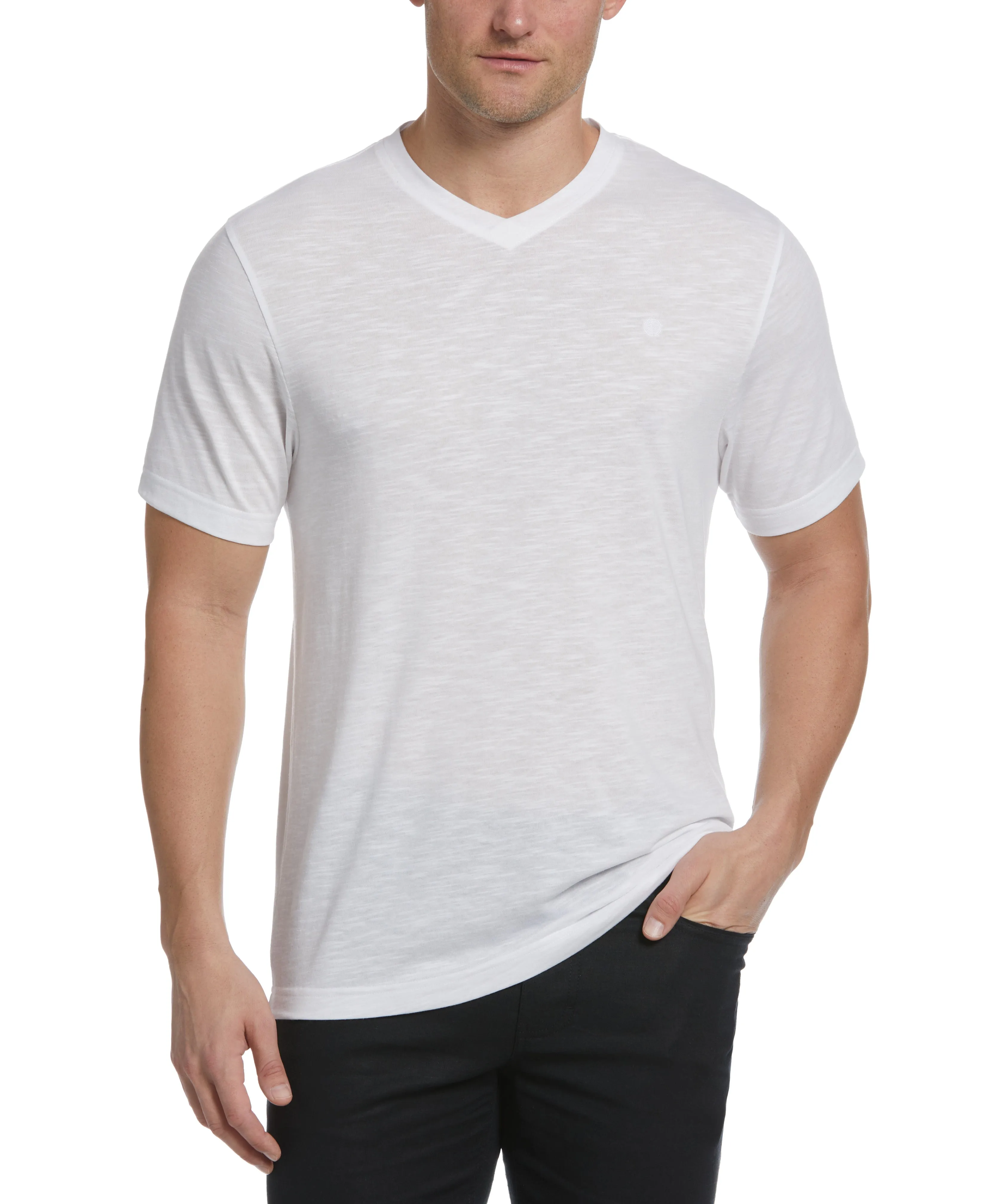 Cubavera™ Solid Slub V-Neck Tee