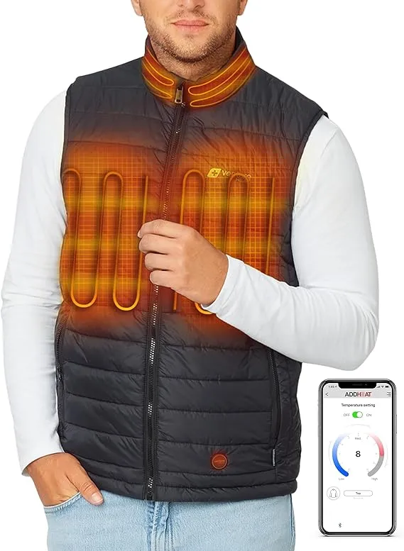 Venture Heat Men's Bluetooth Heated Vest with Battery Pack Included - App Control ...