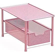 Simple Houseware Stackable Under Sink Cabinet Sliding Basket Organizer Drawer, Pink