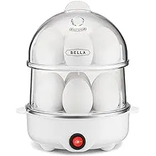 BELLA Rapid Electric Egg Cooker and Poacher with Auto Shut Off for Omelet, Soft, Medium and Hard Boiled Eggs - 14 Egg Capacity Tray, Double Stack, WhiteBELLA Rapid Electric Egg Cooker and Poacher with Auto Shut Off for Omelet, Soft, Medium and Hard Boile