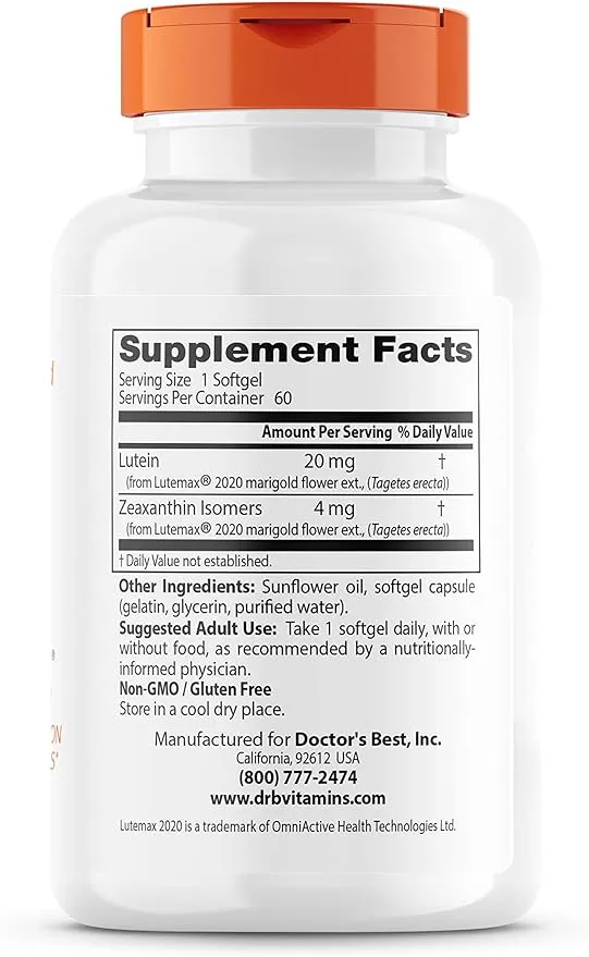 Doctor's Best Lutein with Lutemax - 60 Softgels