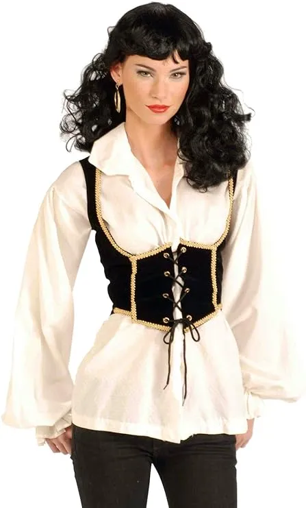 Black And Gold Pirate Wench Corset Costume Vest