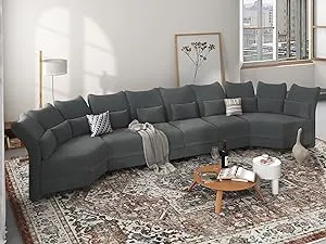 LLAPPUIL Modular Sectional Recliner Conner Sofa Couch Velvet with Storage Seats, Oversized Semi Circ