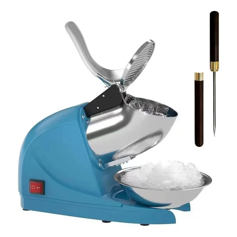 OKF Ice Shaver Prevent Splash Electric Three Blades Snow Cone Maker Stainless...